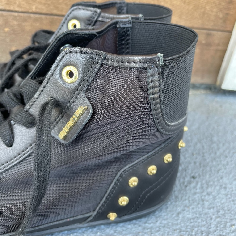 Diesel Daily Kick Black Leather & Mesh Sneakers 8 View 4